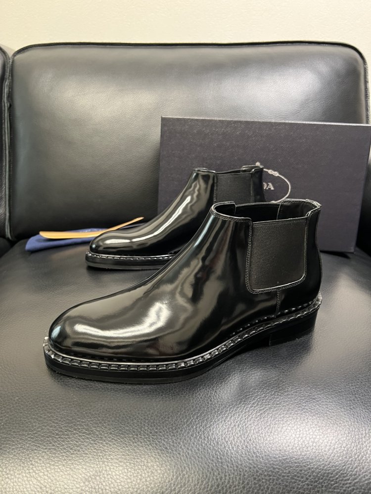 Черевики чоловічі челсі шкіряні лакові з гумкою фото 2