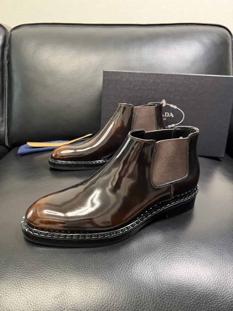 Черевики чоловічі челсі шкіряні лакові з гумкою фото 2