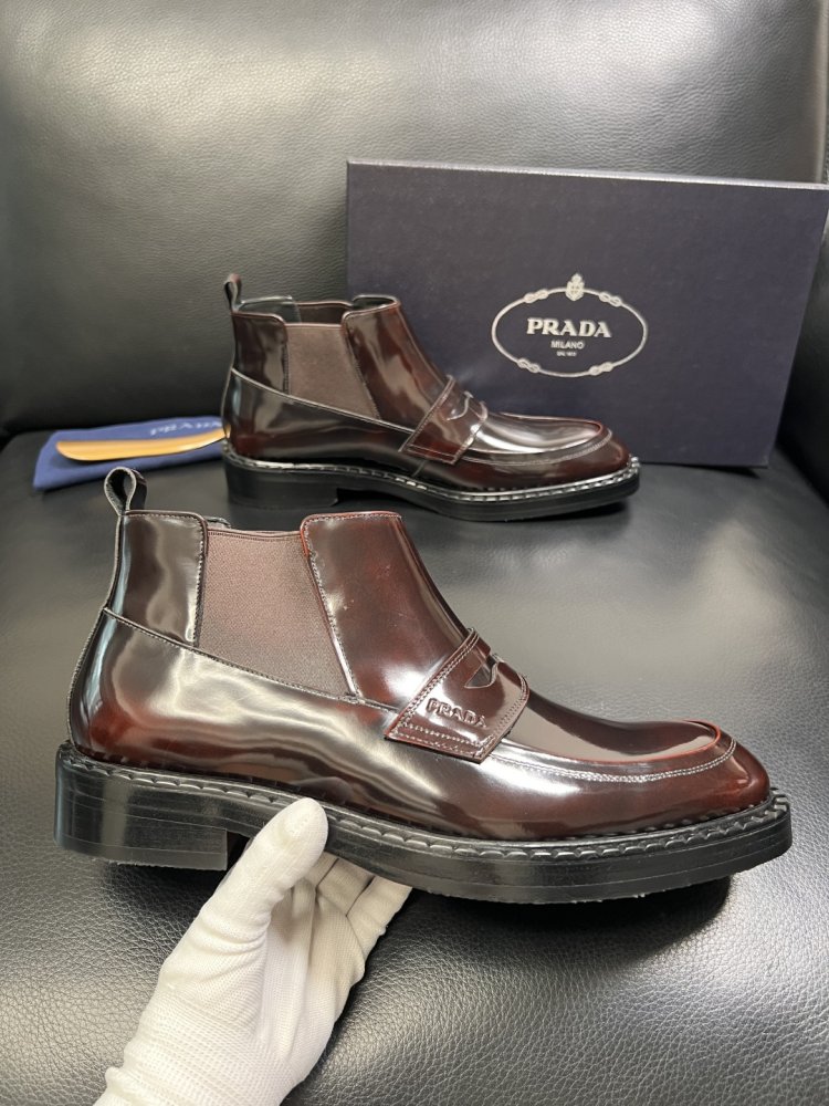 Черевики чоловічі челсі шкіряні лакові з гумкою фото 4