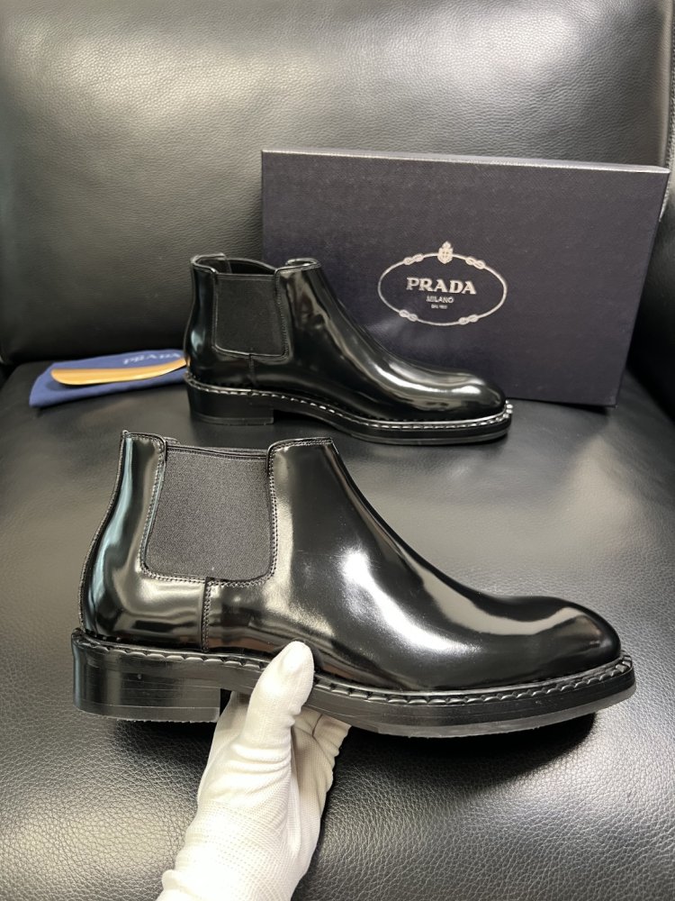 Черевики чоловічі челсі шкіряні лакові з гумкою фото 4