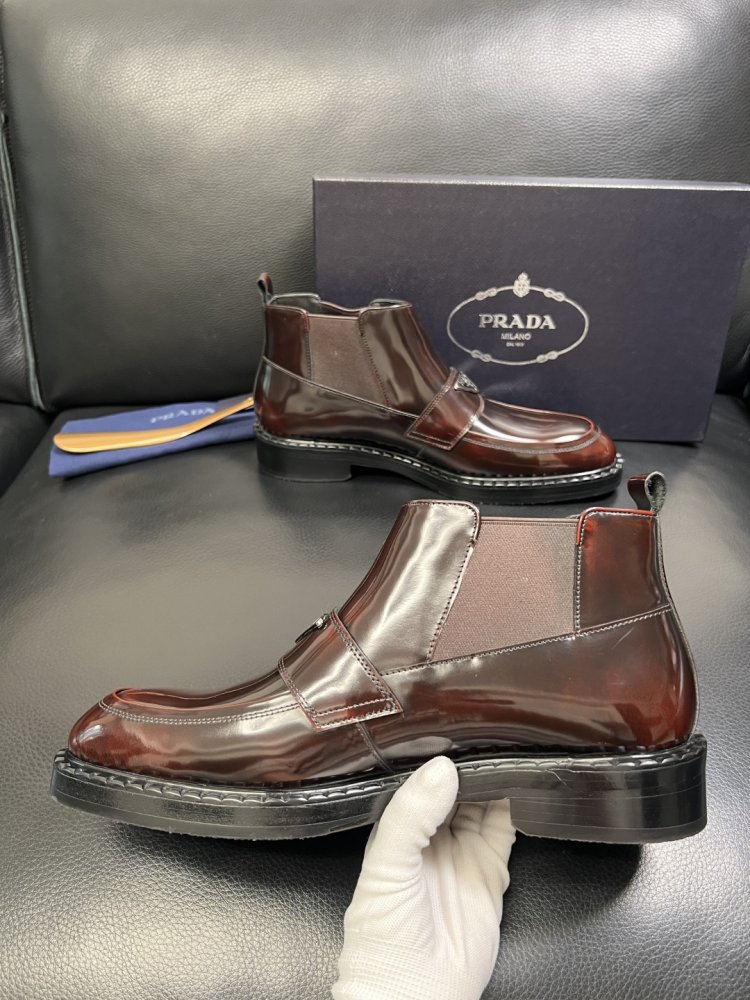 Черевики чоловічі челсі шкіряні лакові з гумкою фото 5