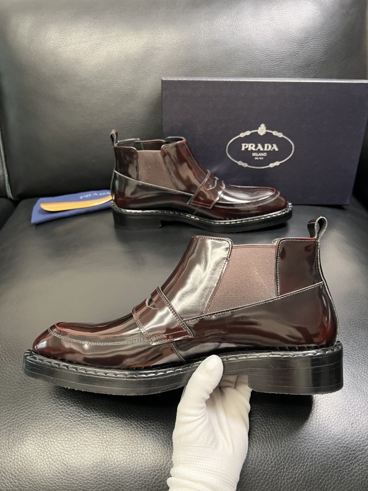 Черевики чоловічі челсі шкіряні лакові з гумкою фото 5