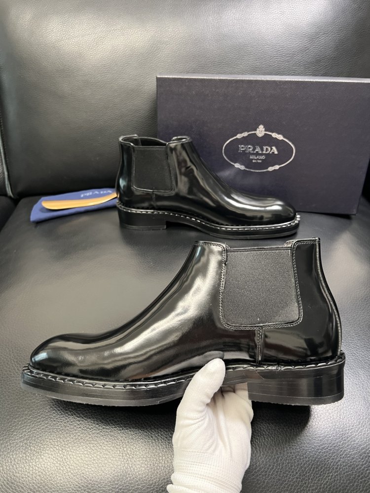 Черевики чоловічі челсі шкіряні лакові з гумкою фото 5