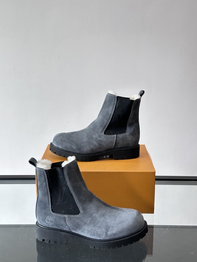 Boots men's chelsea winter suede from fur фото 4