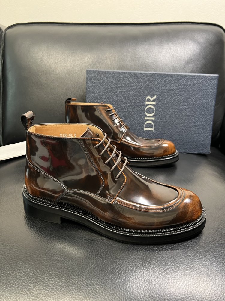 Boots men's leather lac on lace