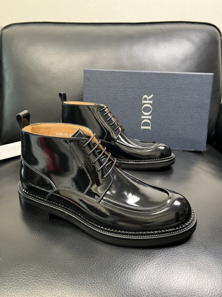 Boots men's leather lac on lace