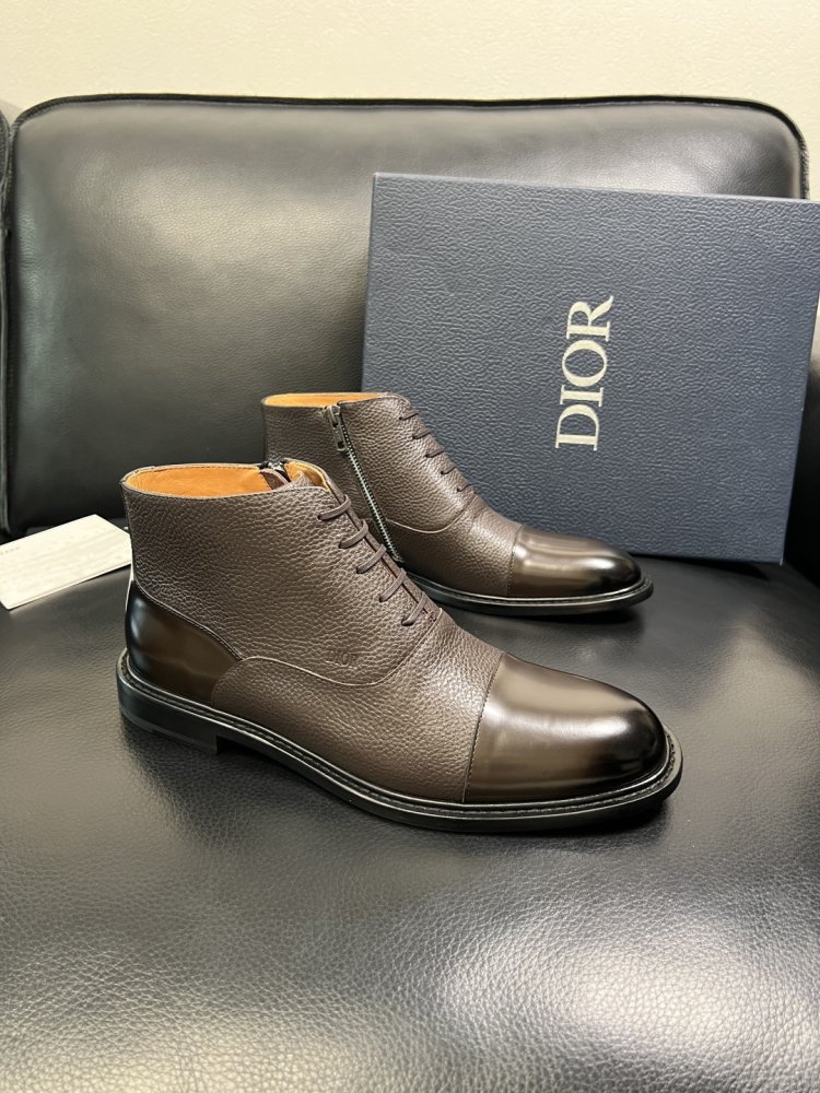 Boots men's leather on lace