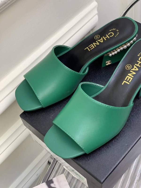 Sandals on secondary heel, green фото 3