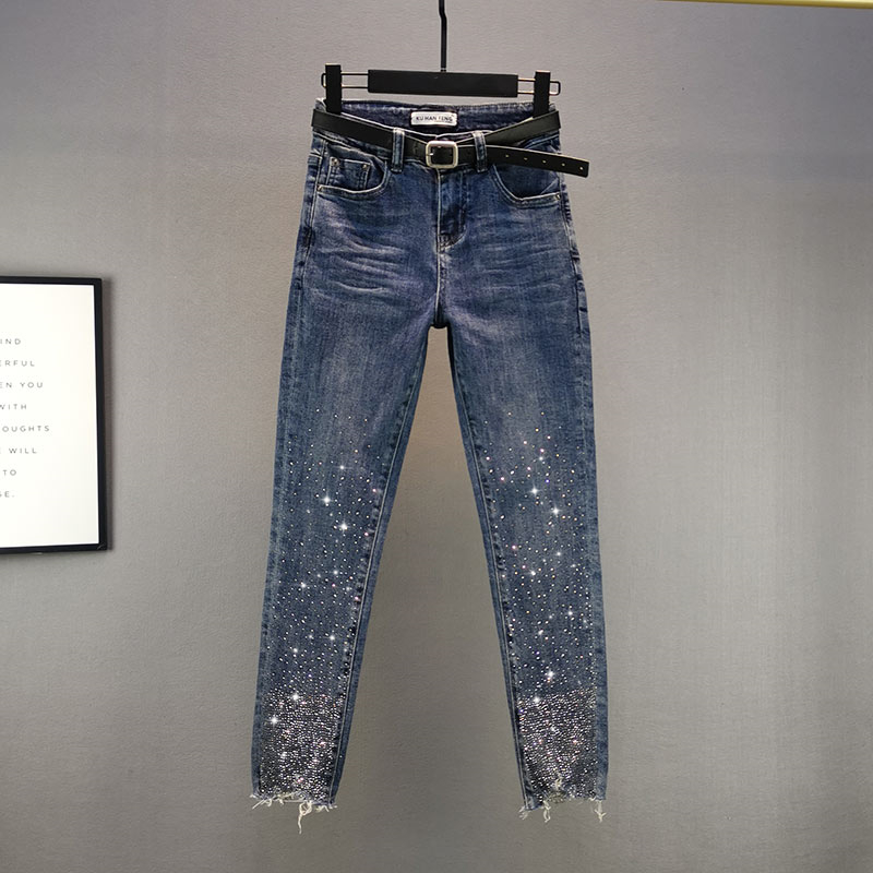 Jeans women's Spring summer, elastic, from high waist