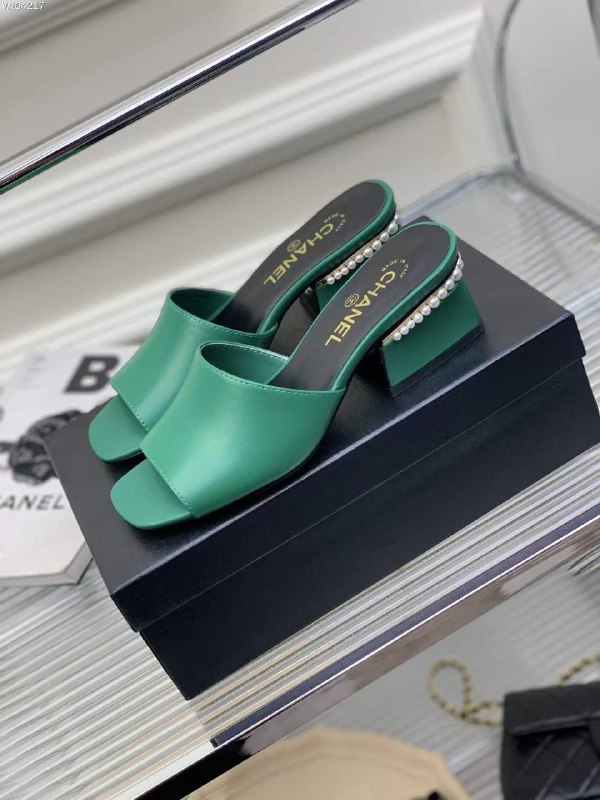 Sandals on secondary heel, green фото 5