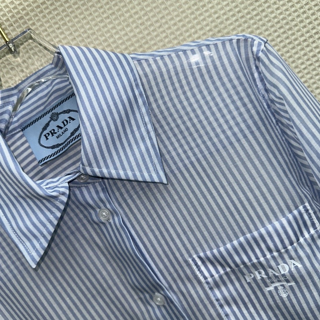 Striped blue shirt of Organza фото 6