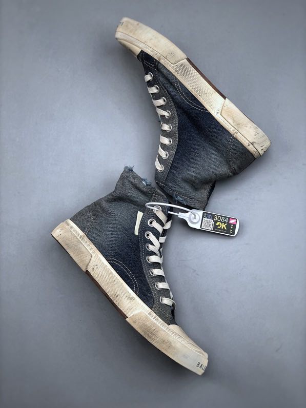 Shoes denim Paris High Top Sneaker in blue destroyed denim and rubber фото 9