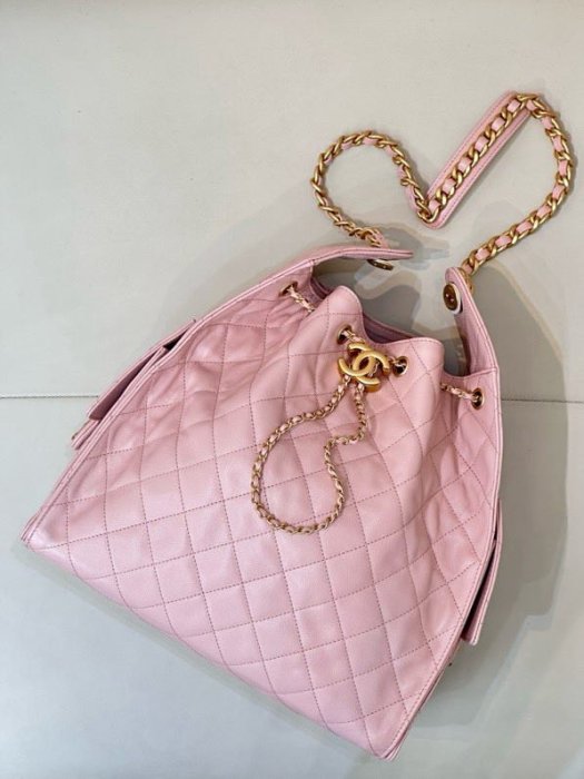 Сумка кожаная розовая Chanel 25C 40 см фото 8