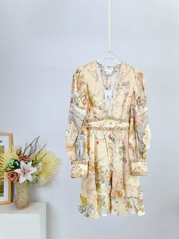 CAMILLA Silk linseed mini dress
