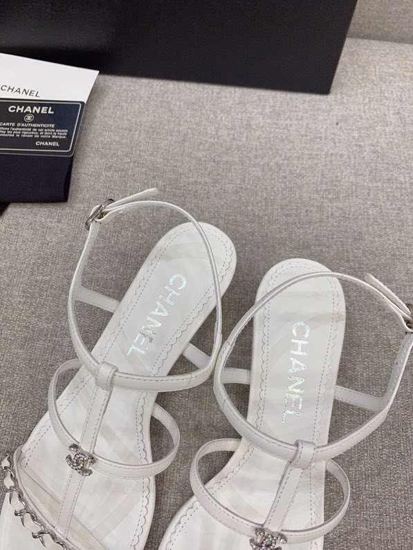 Sandals on massive heel women's, white фото 6