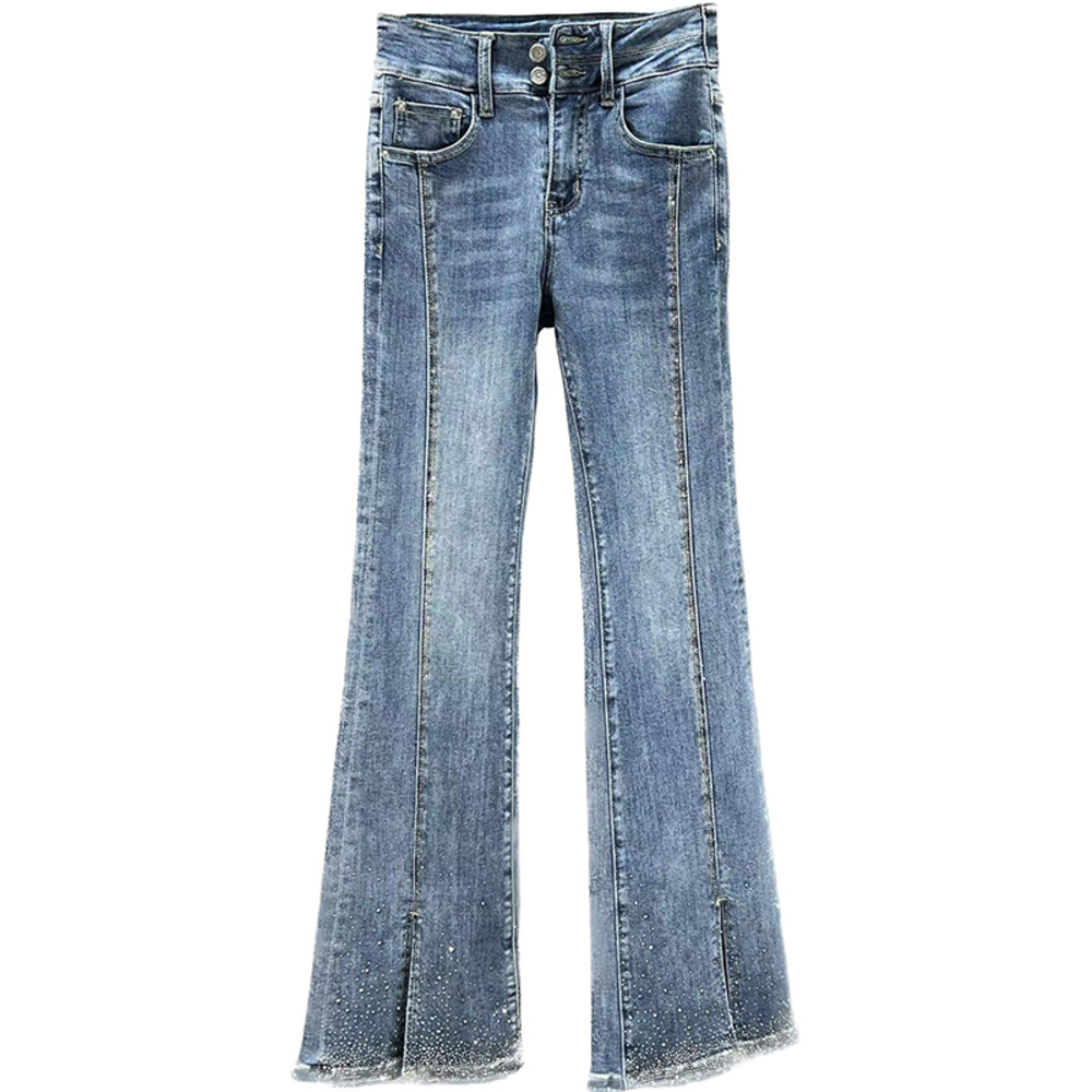 Расклешенные джинсы женские, весенние, эластичные фото 5