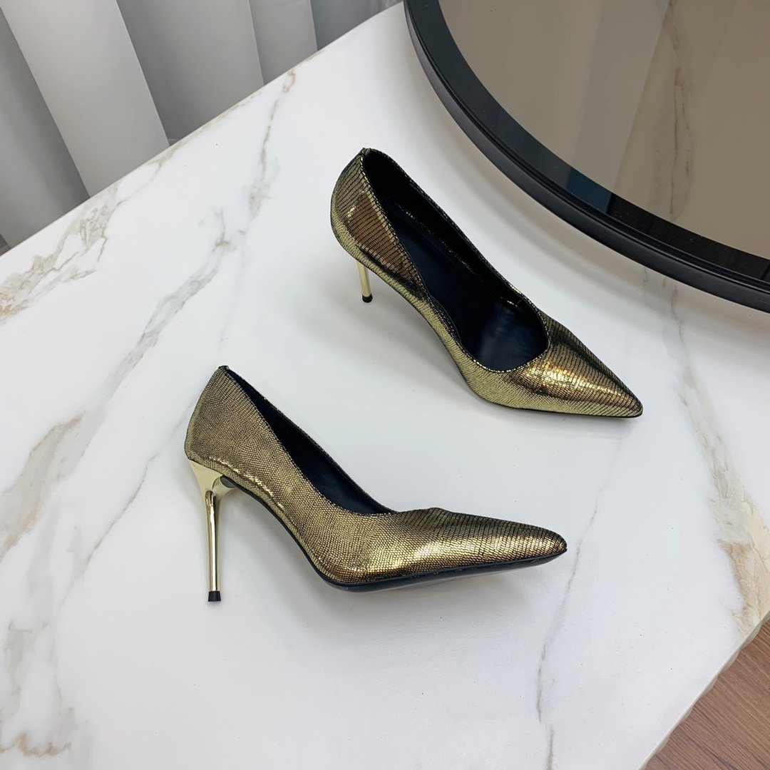 Туфли женские на высоком каблуке золотые фото 3