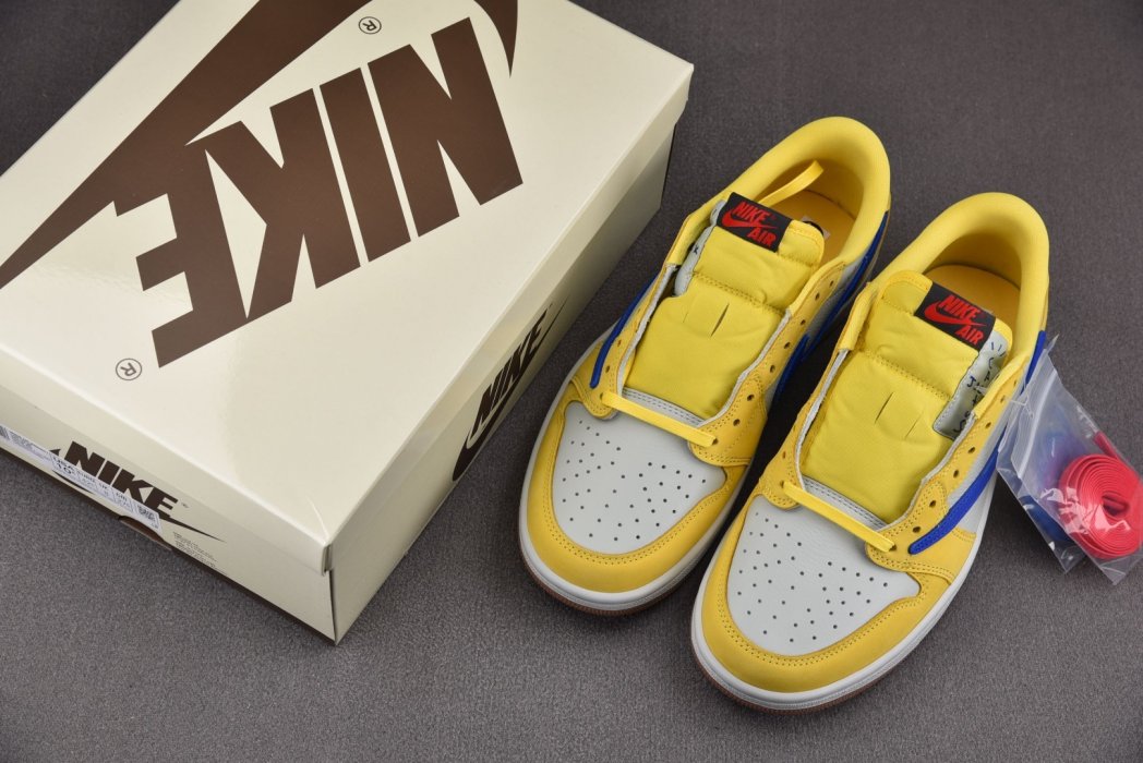 Кроссовки Travis Scott x Air Jordan AJ 1 Low Canary фото 7