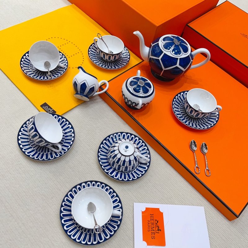 Чайный кофейный сервиз Blue Lotus Series из костяного фарфора фото 3