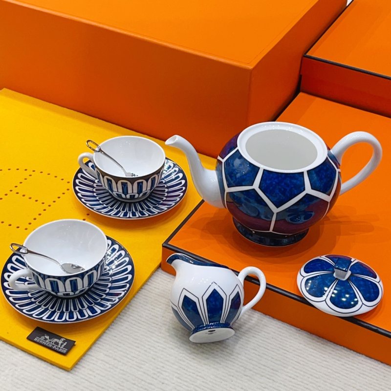 Чайный кофейный сервиз Blue Lotus Series из костяного фарфора фото 7