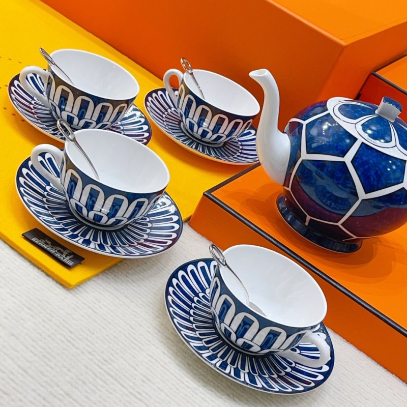 Чайный кофейный сервиз Blue Lotus Series из костяного фарфора фото 8