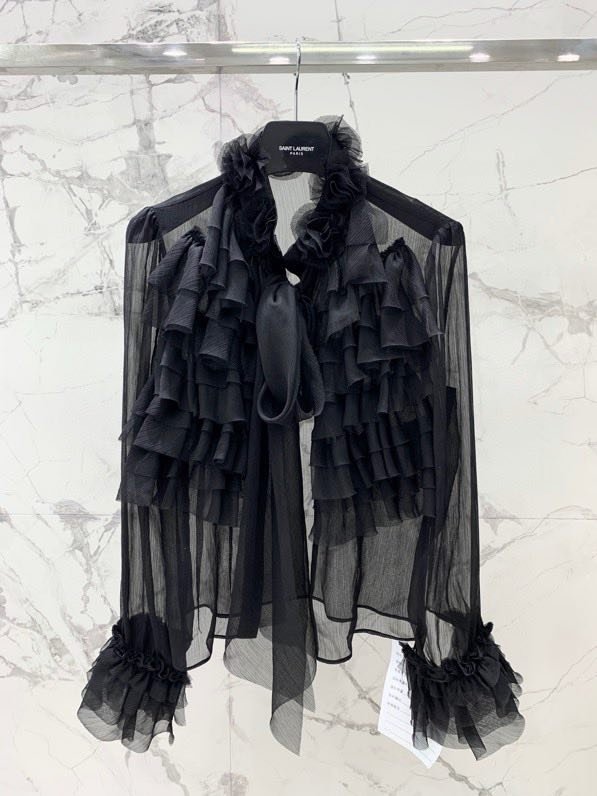 Черная прозрачная блуза женская