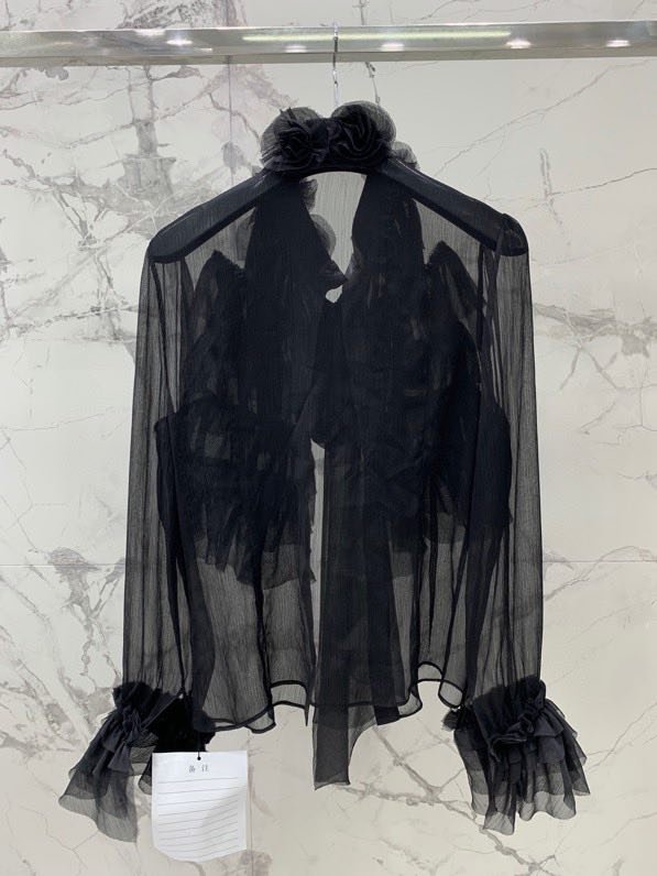 Черная прозрачная блуза женская фото 6