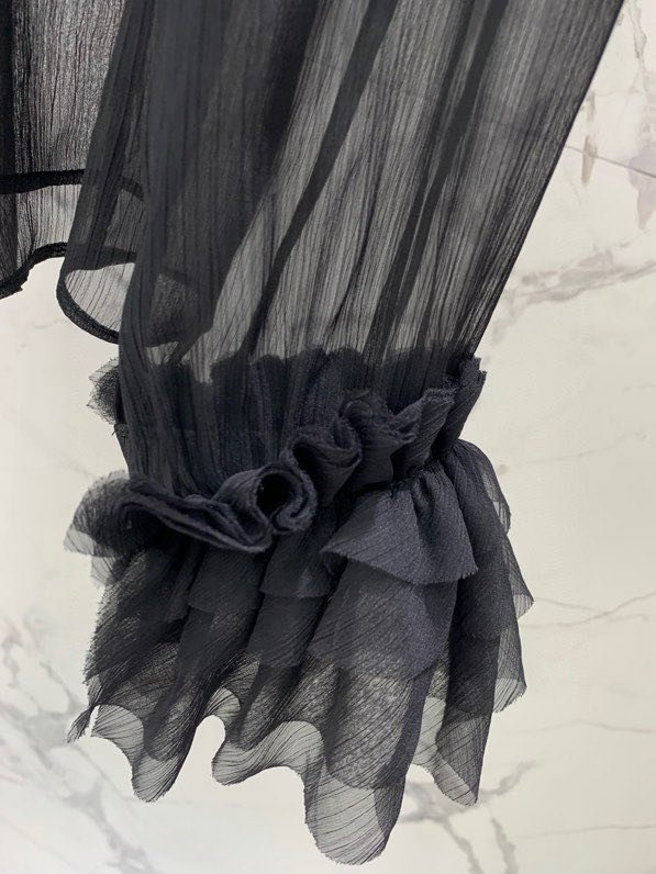 Черная прозрачная блуза женская фото 8