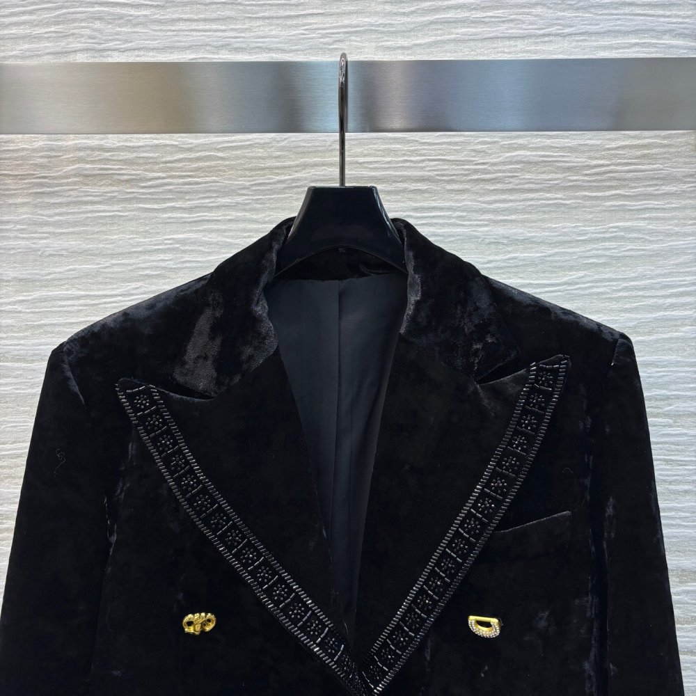 Черный бархатный пиджак женский фото 2