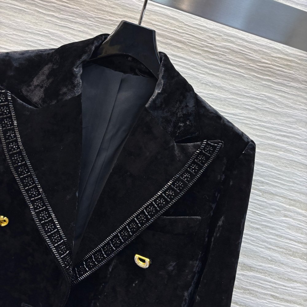 Черный бархатный пиджак женский фото 4