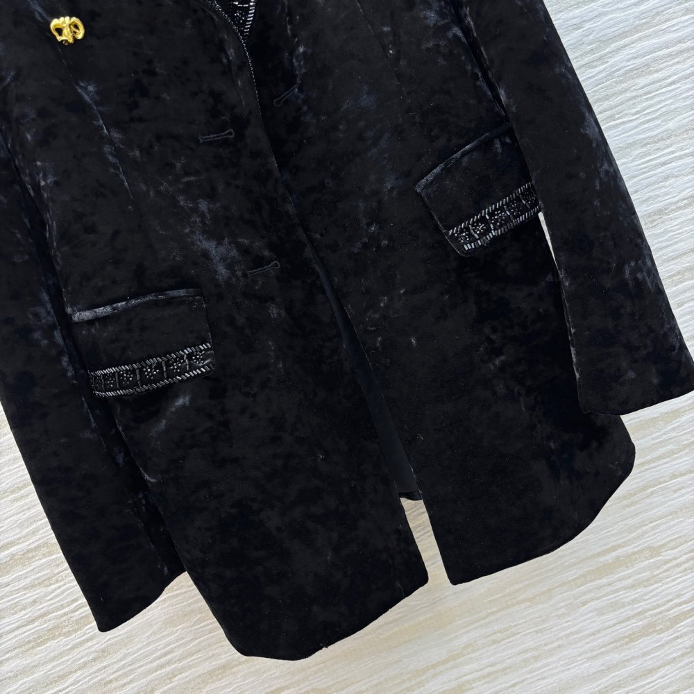 Черный бархатный пиджак женский фото 5