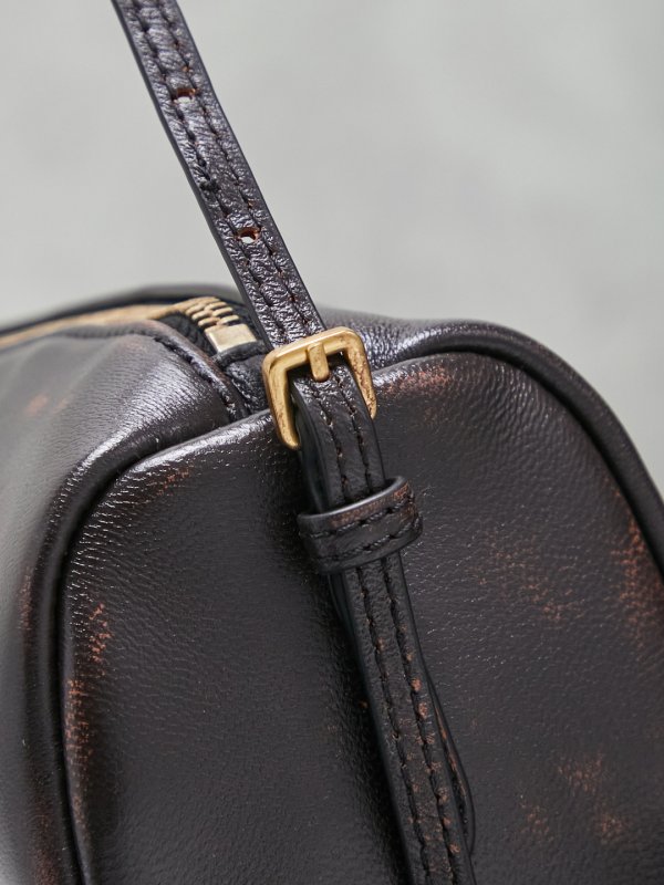 Цилиндрическая кожаная сумка 21 см фото 5