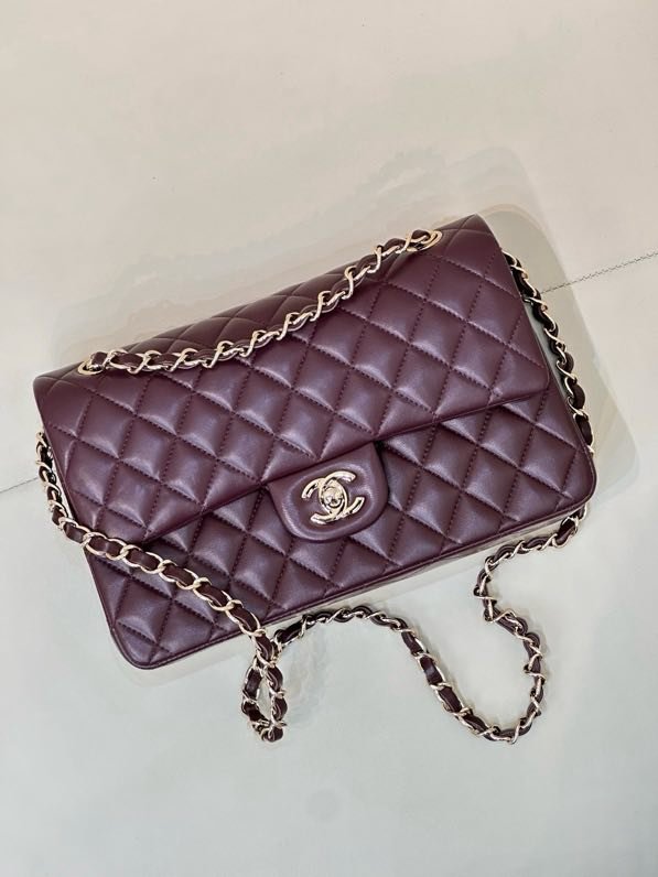 Cумка кожаная бордовая Chanel Matelasse 25 см фото 4