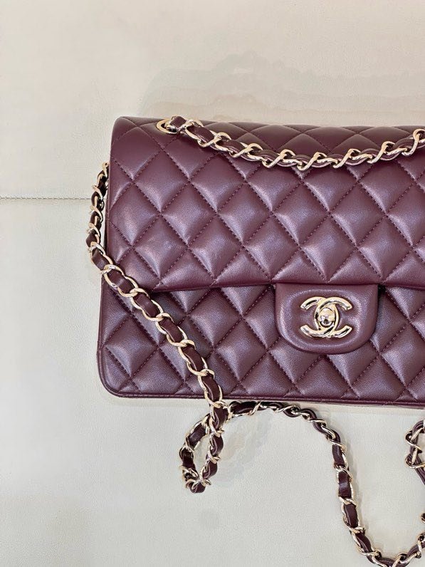 Cумка кожаная бордовая Chanel Matelasse 25 см фото 5