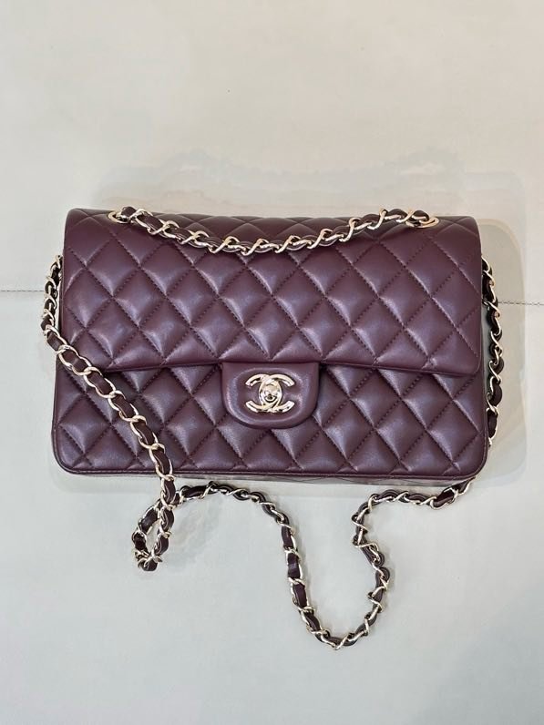 Cумка кожаная бордовая Chanel Matelasse 25 см фото 6