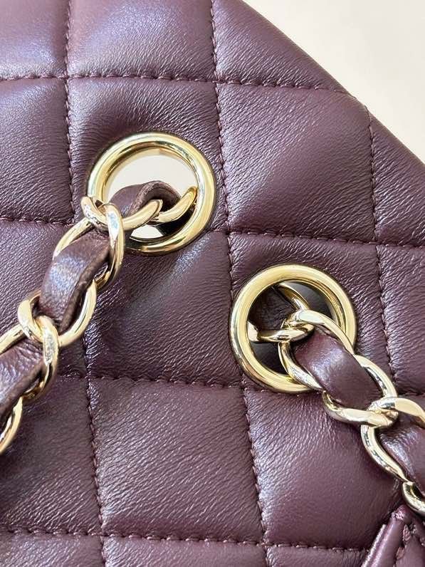 Cумка кожаная бордовая Chanel Matelasse 25 см фото 9