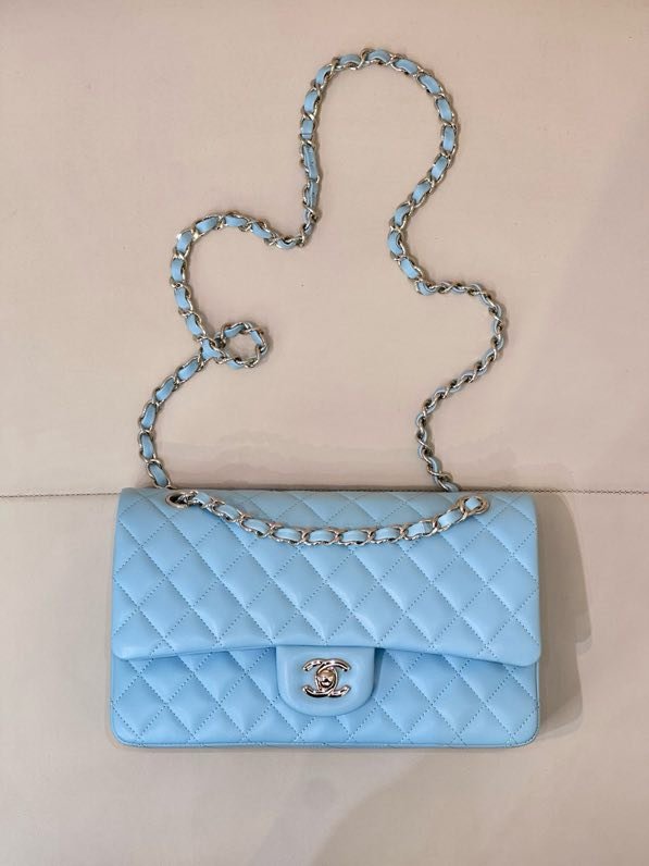 Cумка leather blue Chanel Matelasse 25 cm