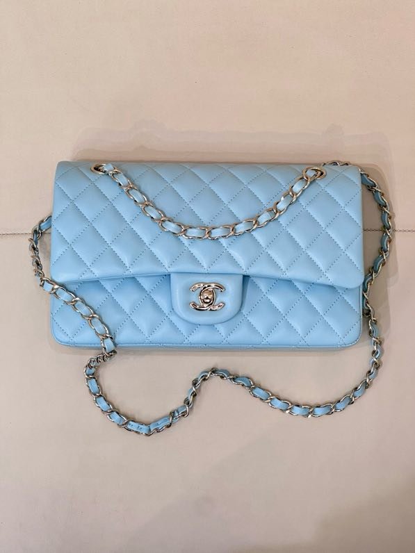 Cумка leather blue Chanel Matelasse 25 cm фото 8