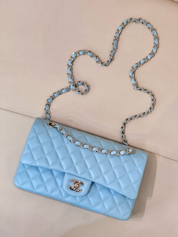 Cумка leather blue Chanel Matelasse 25 cm фото 9
