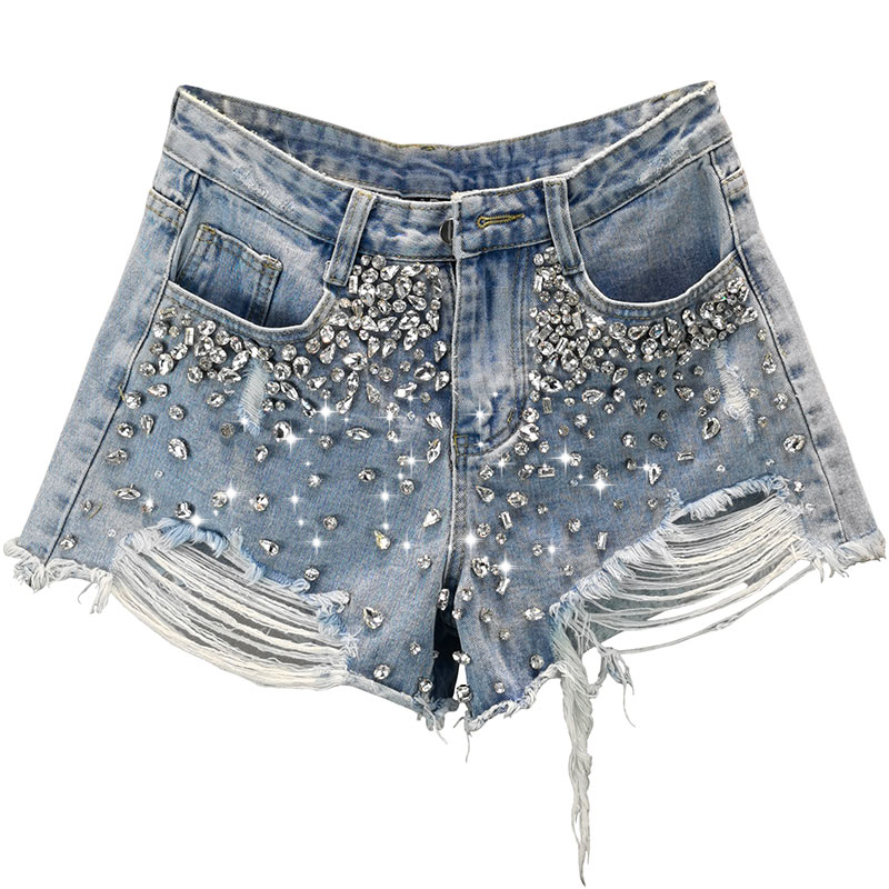 Denim shorts, Spring summer, crystal stones фото 5