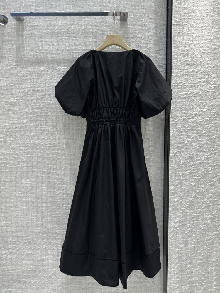 Платье с пышными рукавами, черное фото 9
