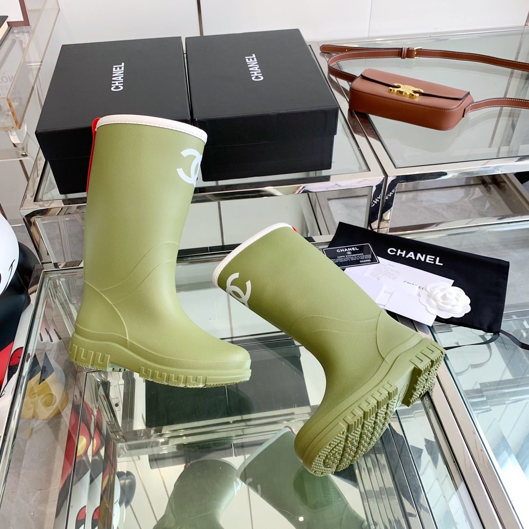 Rubber boots women's green фото 5