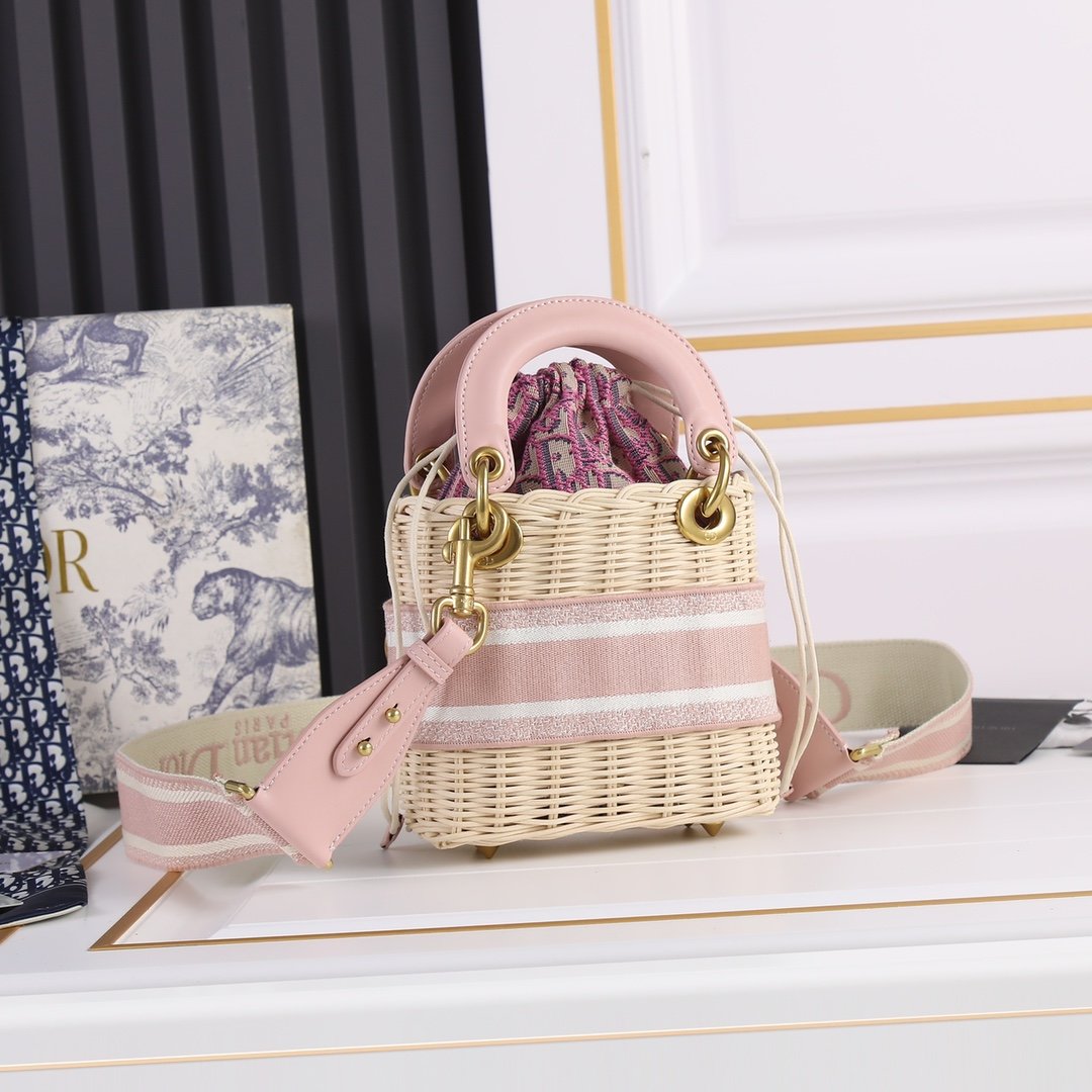 A bag mini Lady Dior Bag Natural Wicker Oblique 20 cm фото 3