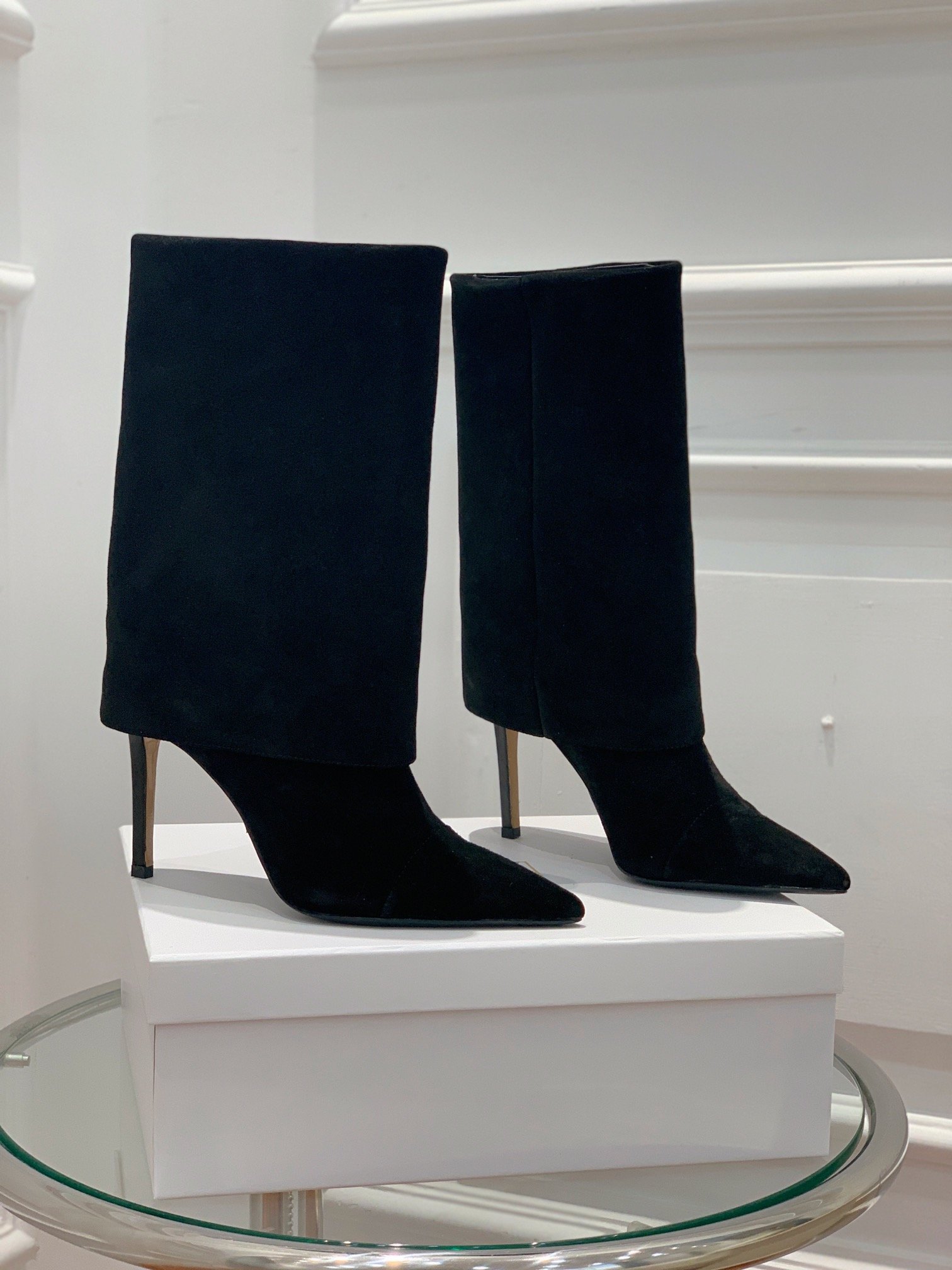 Suede women's boots on high heel фото 7