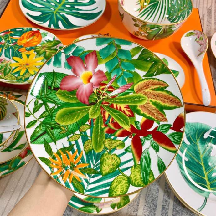 Большой набор посуды из костяного фарфора, 36 предметов, серия Tropical Rainforest фото 6