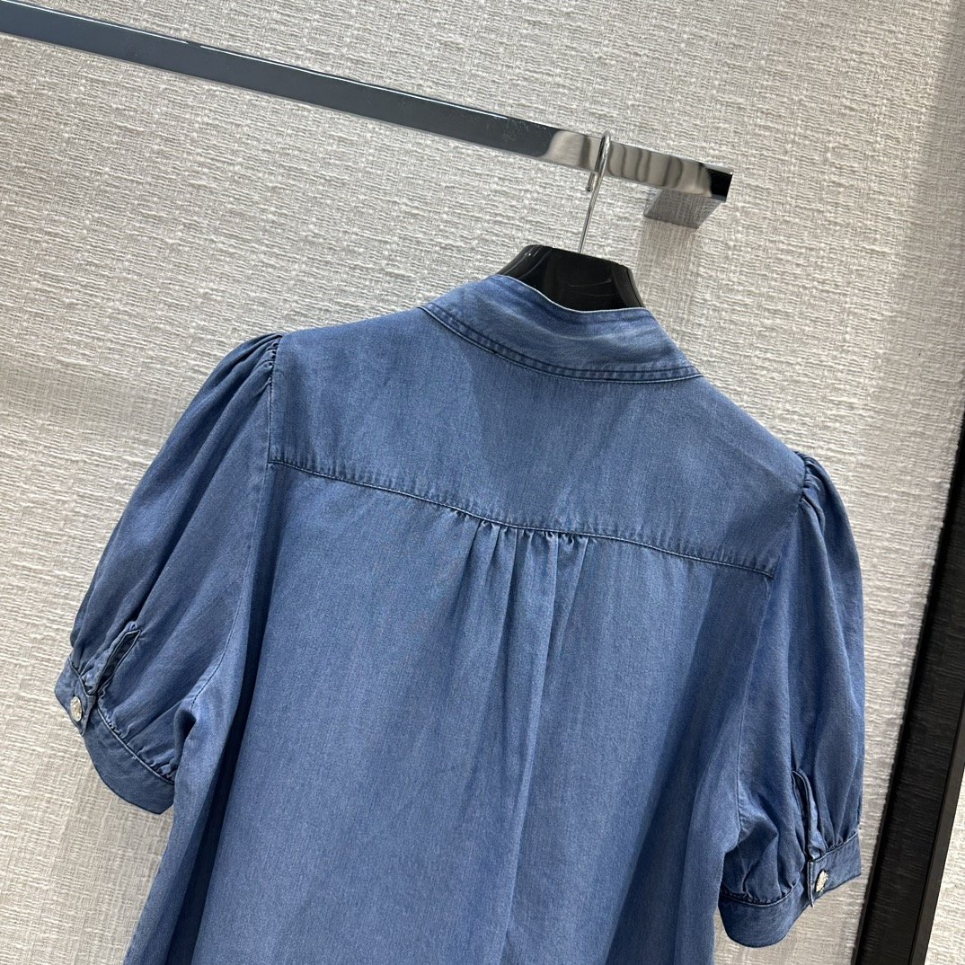 Джинсова сорочка з коротким рукавом фото 9
