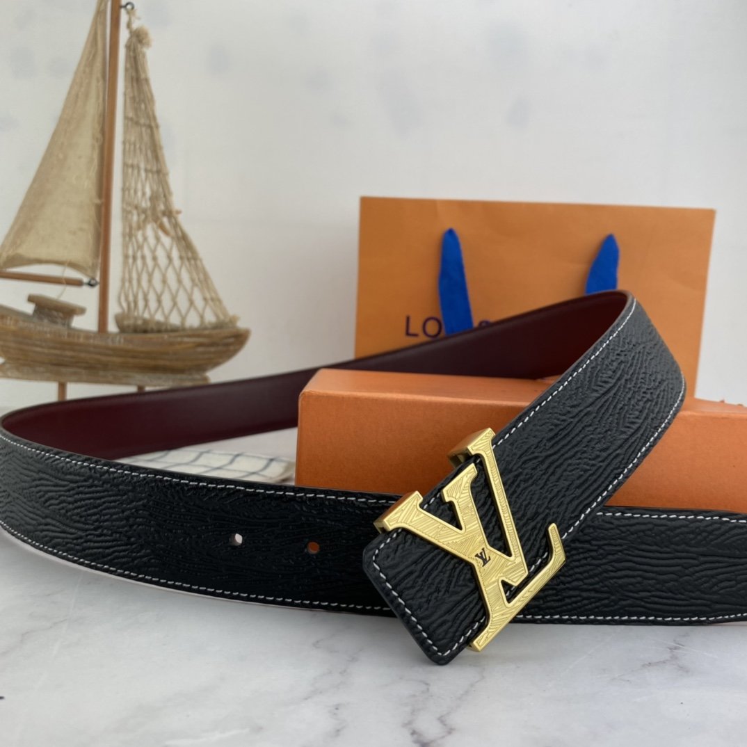Male leather belt LV 3.8 cm фото 5