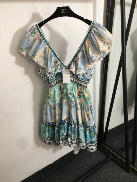 Платье с принтом листьев лотоса