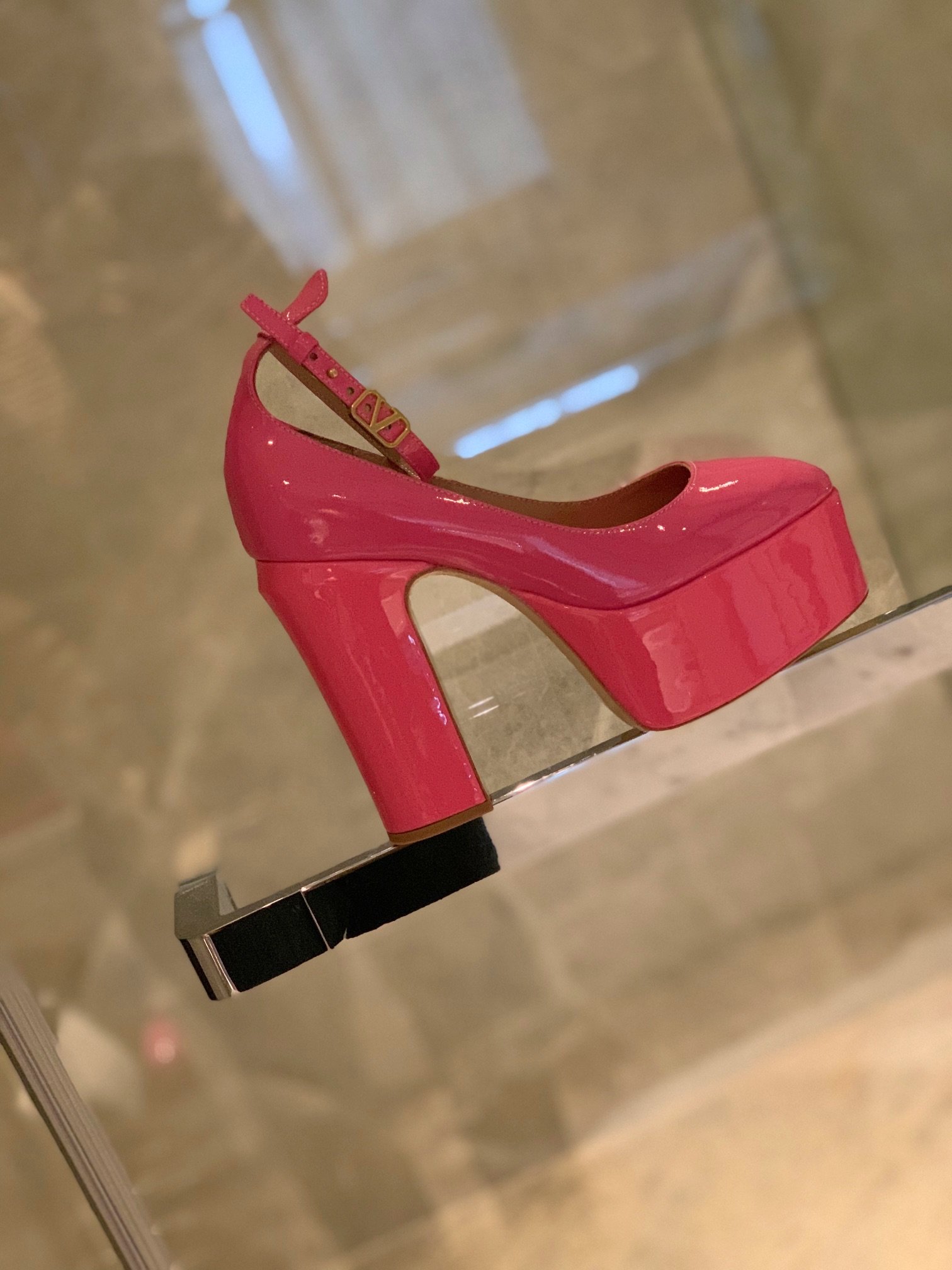 Shoes on platform and high heel pink фото 8
