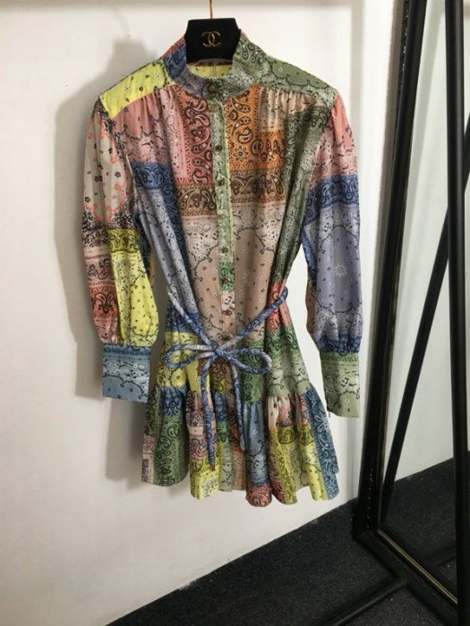 Плаття, Сукня  в стилі ретро з кольоровими блоками і принтом фото 3